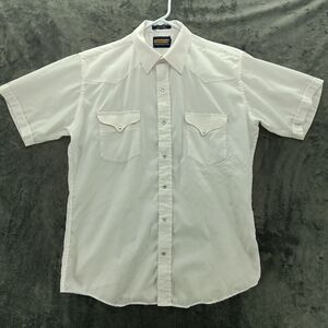 Panhandle Slim Shirt Mens 16 White Western Pearl Snap Short Sleeve Rodeo